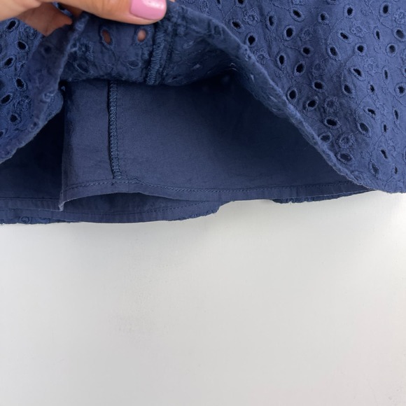Reformation (10) High Waist Mini Eyelet A-Line Skirt Cotton Blue - Picture 3 of 9
